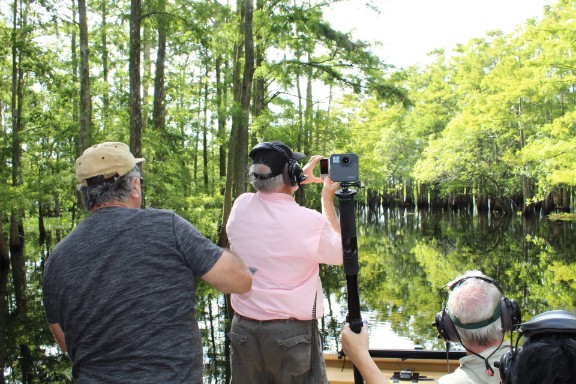 passengers in the trees on airboat ride